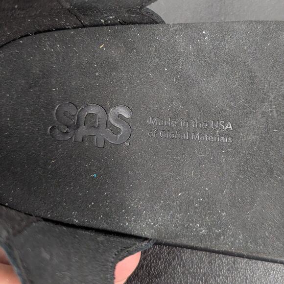 SAS Black Suede Leather Mary Jane Comfort Shoes Size 11 W Wide USA Tripad - Picture 9 of 9